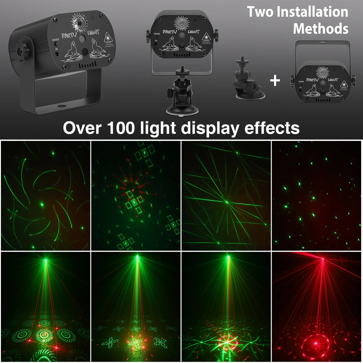 projecteur laser noir dauphins soleil moderne télécommande câble usb suction scène dj