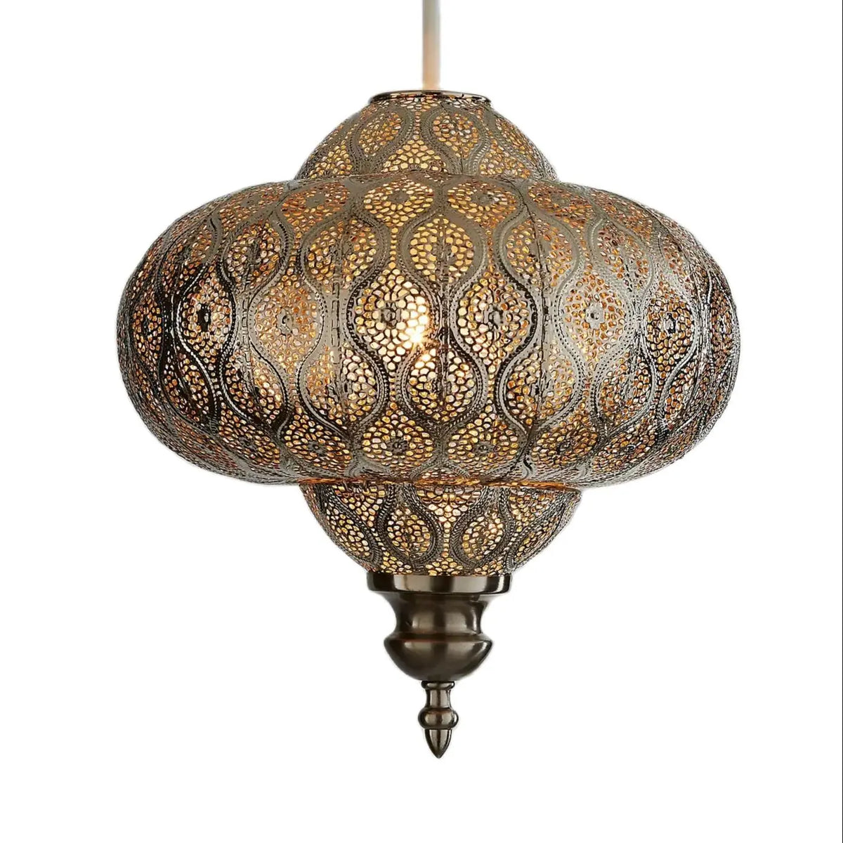 lampe suspendue marron blanc motifs géométriques artisanal pince lampe câble électrique 29cm 29cm
