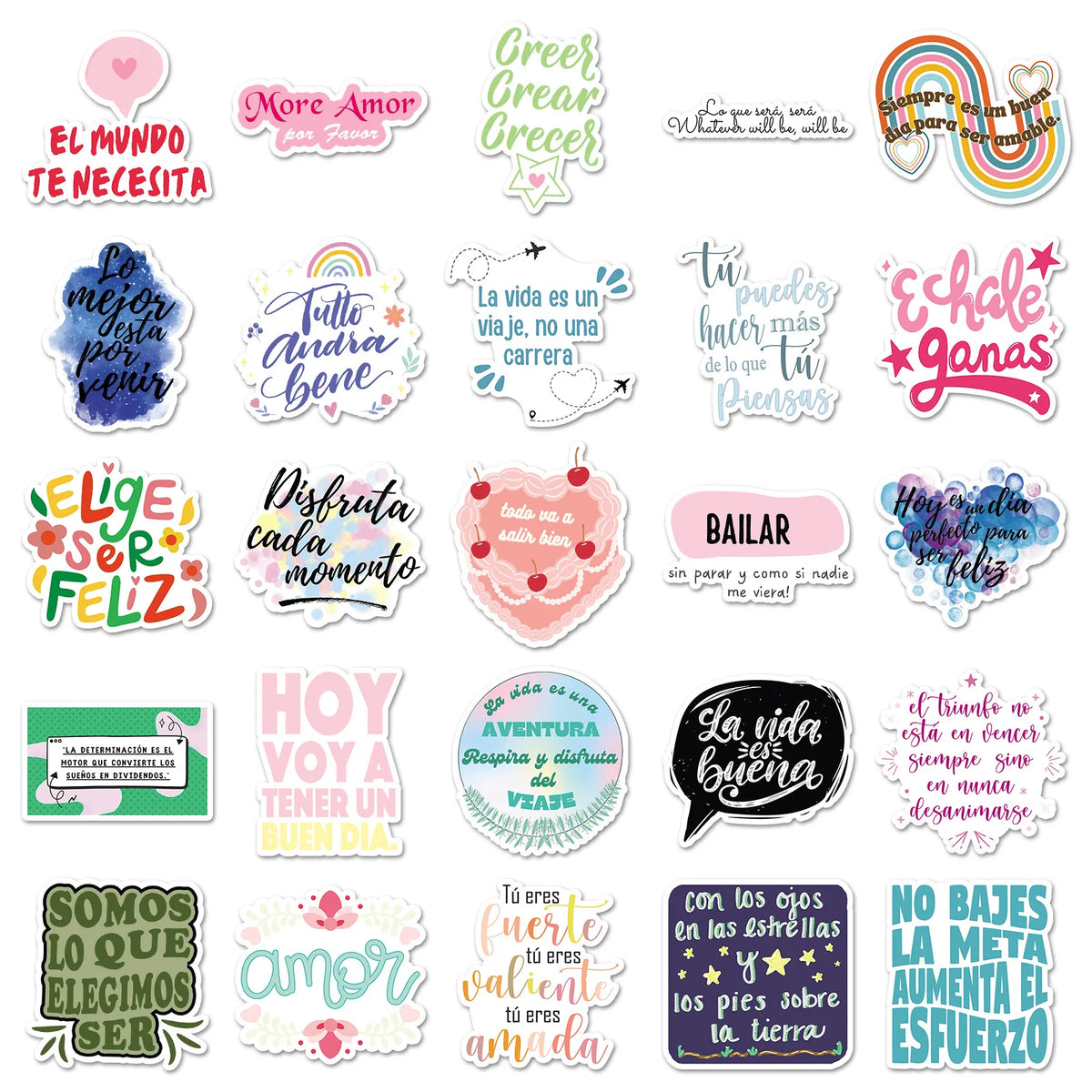 autocollants graphiques divers motifs brillants scrapbooking 50 pièces stickers décoratifs inspirants phrases motivantesscrição