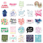 autocollants graphiques divers motifs brillants scrapbooking 50 pièces stickers décoratifs inspirants phrases motivantesscrição