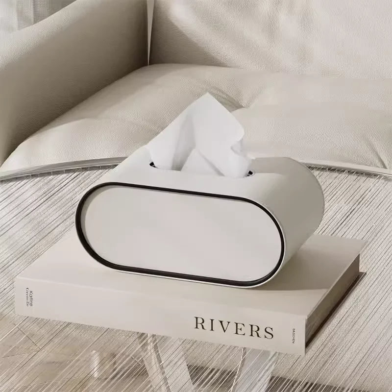 boîte mouchoirs simili cuir moderne blanc orange rangement pinceaux télécommande ciseaux ruban adhésif