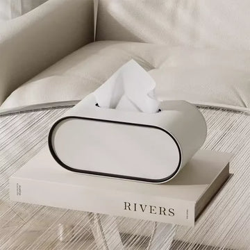 boîte mouchoirs simili cuir moderne blanc orange rangement pinceaux télécommande ciseaux ruban adhésif
