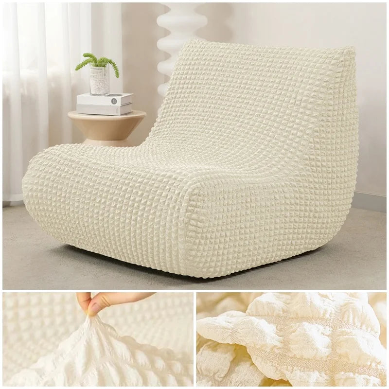 Housse fauteuil moderne crème texture relief lavable 30x60x70cm