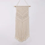 tapisserie macramé boho chic beige motifs géométriques franges moderne suspension maison