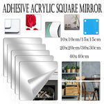 miroirs acrylique carrés transparents moderne adhésifs papier protecteur 10x10cm 15x15cm 20x20cm 30x30cm 40x40cm