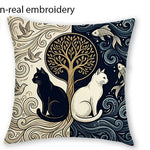 housses coussin imprimées boho chats papillons fleurs moderne 45x45cm respectueux environnement non toxique polyester