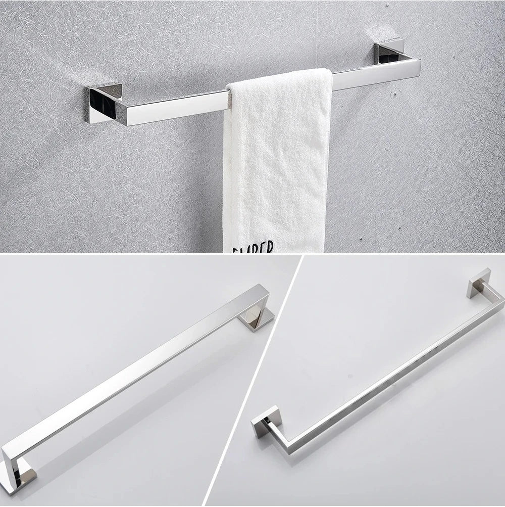 accessoires salle bain chrome noir doré moderne porte serviettes porte rouleau papier toilette fixations