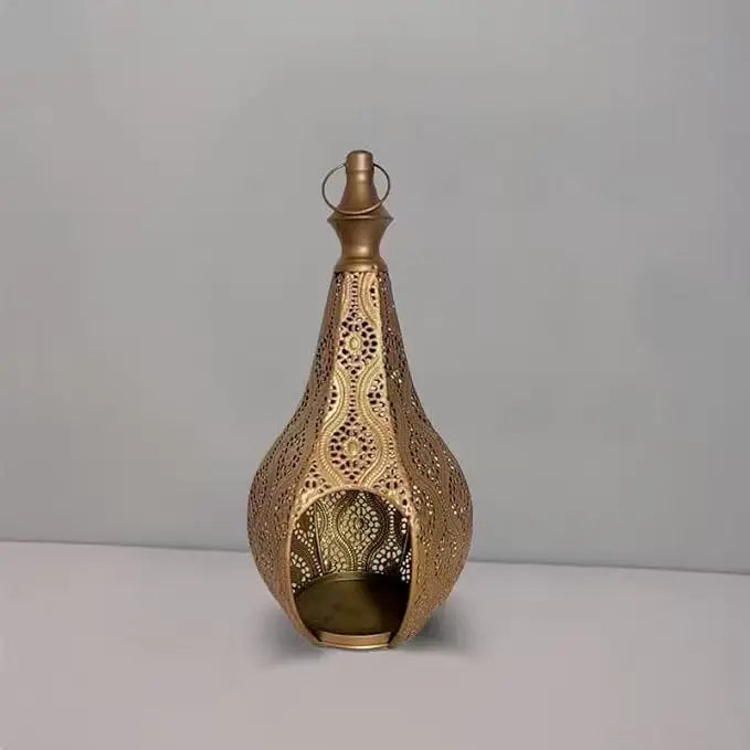 lanterne artisanale dorée ornements géométriques bougie suspendue traditionnelle noël anniversaire