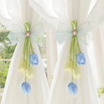 ruban fenêtre tulipes pendentifs blanc vert bleu violet rose décoratif semi transparent