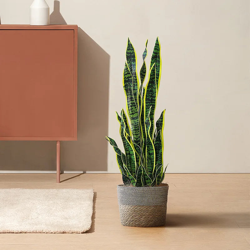 plantes artificielles tropicales modernes feuilles vertes jaunes réaliste extérieur intérieurDecorationJardinBureau