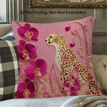 housse coussin décoratif imprimé guépard fleurs moderne polyester 45x45cm roseclair chambre canapé hospitalitaire taie