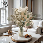 bouquet fleurs séchées naturelles décoration maison blanc beige vert rustic