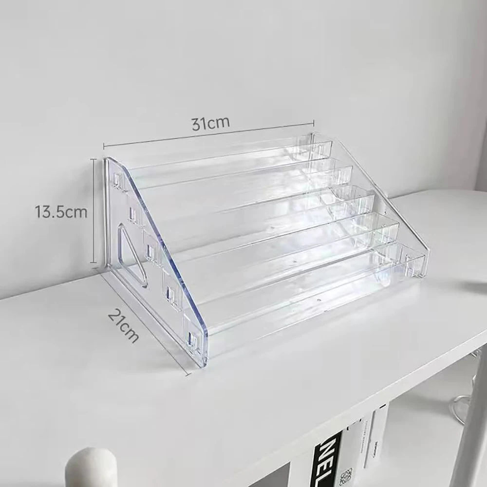 organisateur maquillage transparent palette fards plastique acrylique moderne minimaliste miroir table produits cosmétiques