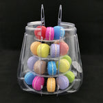 présentoir macarons plastique transparent moderne élégants socle trois niveaux cloche anse