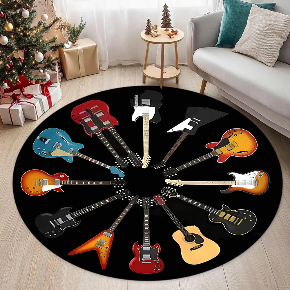 tapis moderne guitares multicolores noir chambre salon extérieur décoratif 80x80cm 120x120cm
