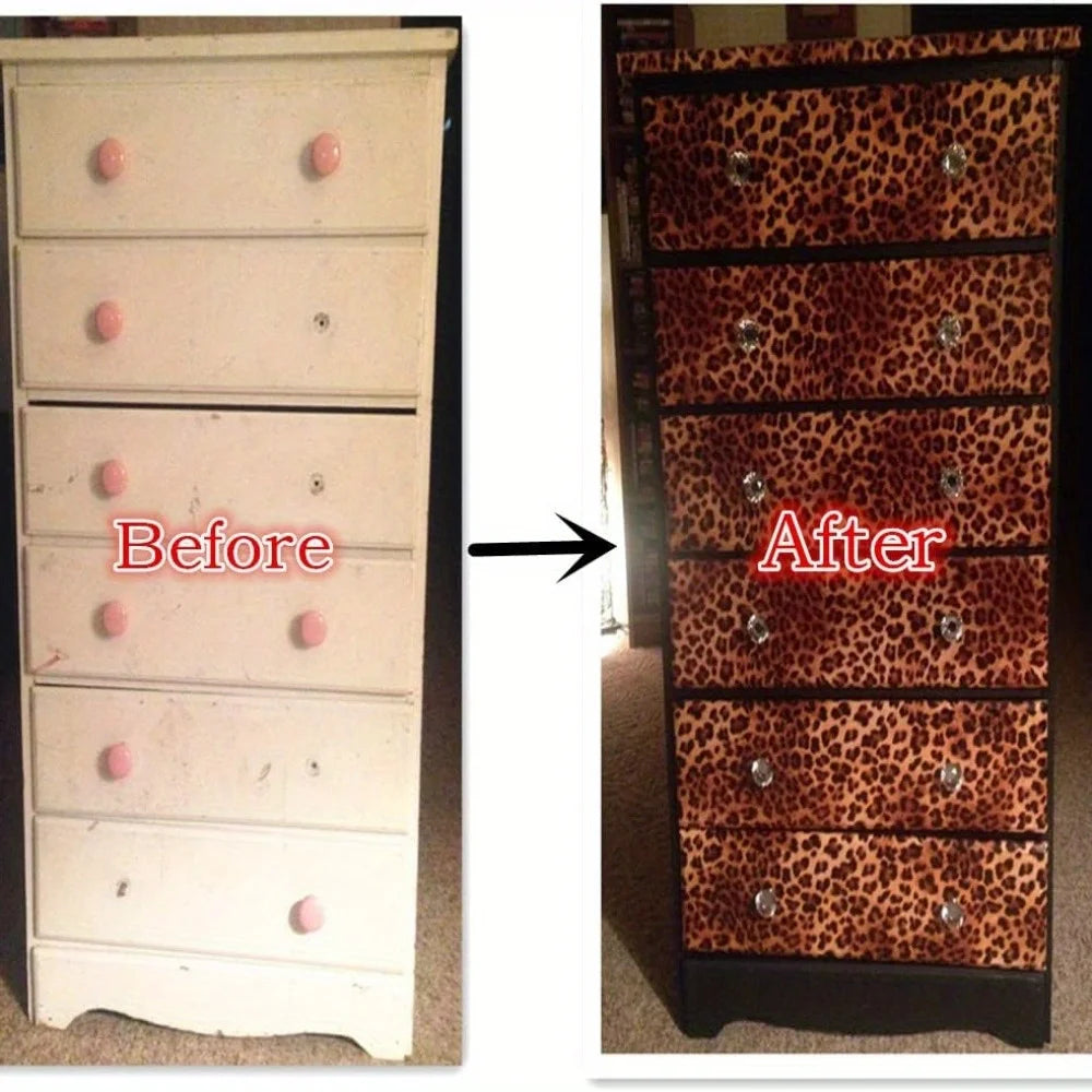 papier peint auto adhésif motif léopard moderne résistant l'humidité sans formaldéhyde table commode chambre