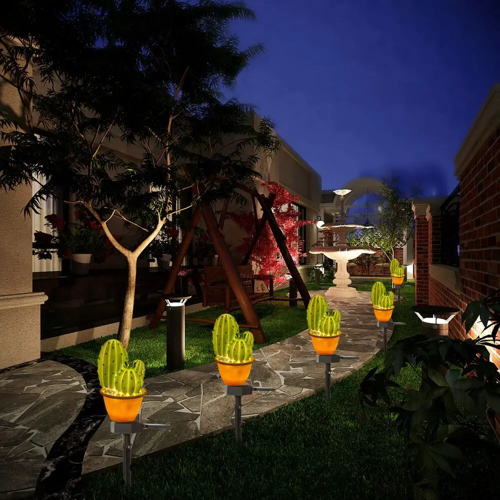 lampe solaire cactus ananas décorative moderne extérieure verte ornement jardin led ip65 abs