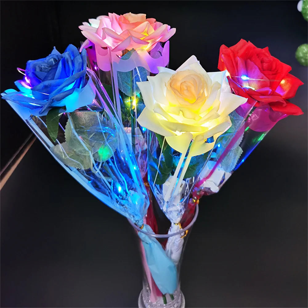 roses artificielles lumineuses bleu rose blanche modernes adhésives halloween anniversaire noël