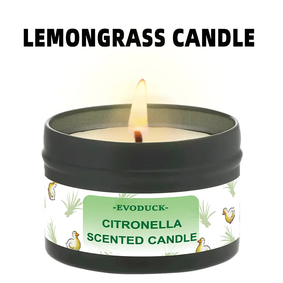 bougie parfumée citronnelle motif floral blanc vert clair contemporain coton boîte métallique patio jardin