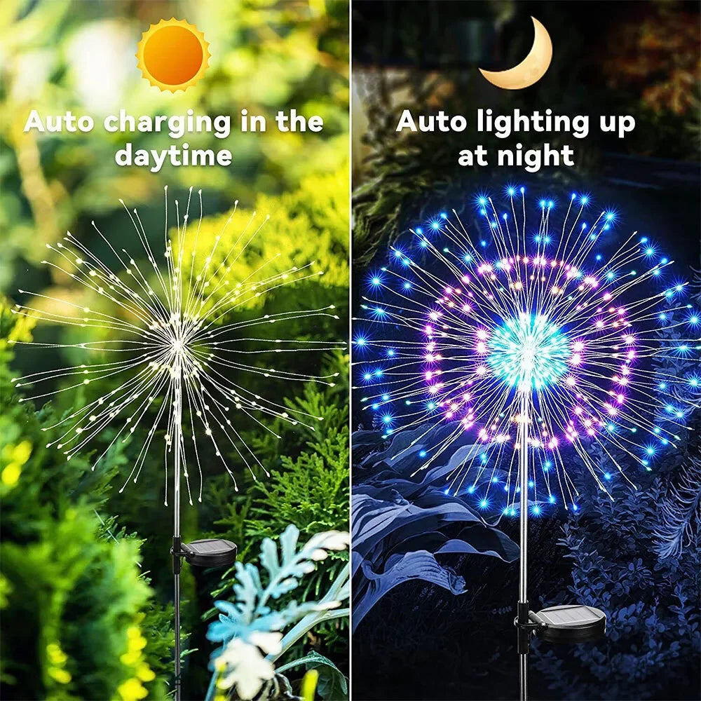 éclairage solaire extérieur 200 LED multicolore moderne étoile lumineuse piquet métallique jardin festif