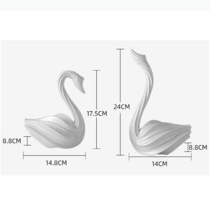 décoration intérieure statuette cygne noir blanc moderne élégante vase fleuri minimaliste