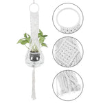 Support plante suspendue macramé blanc artisanal pot transparent