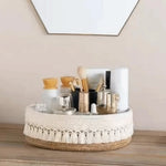 panier tissé boho chic beige noir franges rangement cosmétiques réutilisable multifonction opacité