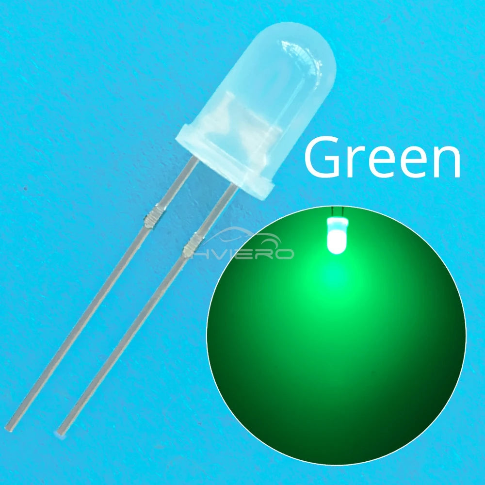 diodes led 5mm diffusées transparentes bleu vert rouge blanc jaune 2pin 1000pcs standard