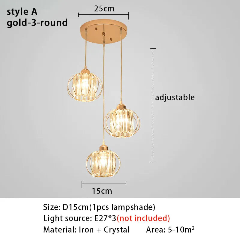 Suspension lumineuse moderne or noir lumières transparentes câbles suspendus chambre salon