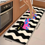 tapis moderne graphique chat dessin animé noir blanc rose bleu gris antidérapant polyester feutre