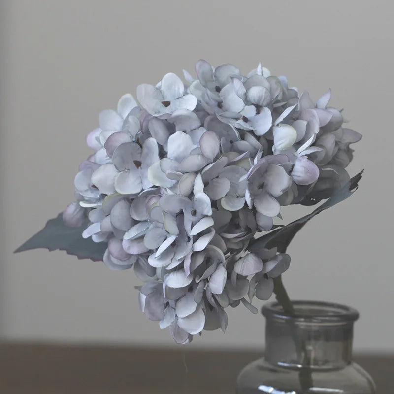 Décoration intérieure bouquet hortensia artificiels soie rose blanc vert classique mariage anniversaire chambre