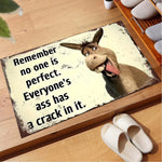 tapis d'entrée antidérapant âne souriant humour moderne beige clair marron clairintérieur extérieur