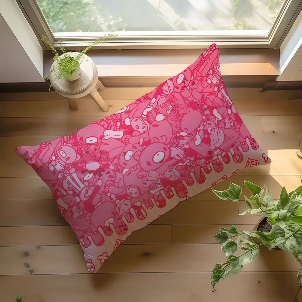 housse coussin dessin animé ours triste polyester moderne rose salon 30x50cm 40x60cm 48x74cm 50x70cm