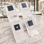 présentation bijoux support velours acrylique transparent moderne minimaliste adhésif diamant blanc