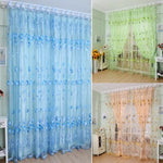 rideaux voilage floral violet rose bleu vert orange décoratif moderne polyester transparent chambre salonhôtel