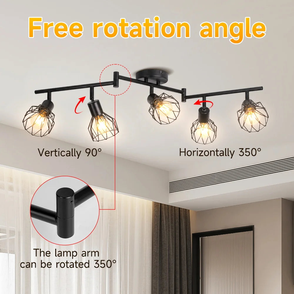 lampe suspendue moderne cage métallique noire interrupteur poussoir led e27 haute basse