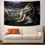tapisserie loup garou blanc gris forêt musculaire dorés chambre décoration murale imprimée fantaisie sportive