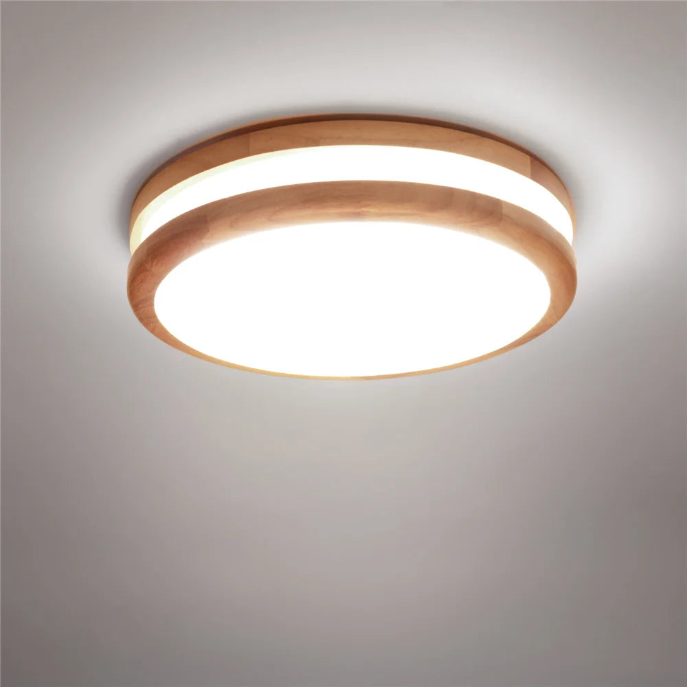 plafonnier led moderne bois diffuseur acrylique opaque salon chambre entree