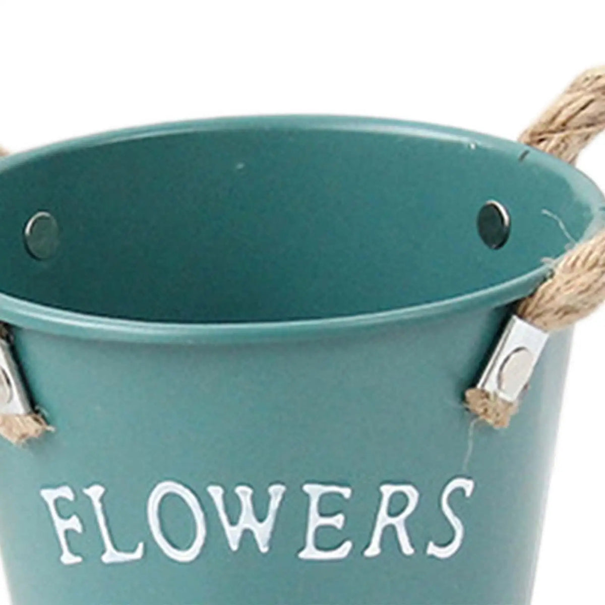 seau vintage rouge noir bleu FLOWERS GARDEN blanc pot fleur jardin