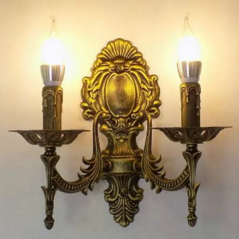 applique murale deux bras doré ornements floraux classique led chambre cuisine salle manger