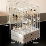 boîte bijoux transparente moderne velours intérieur poignées cristal boucles d'oreilles bracelets montres grande capacité