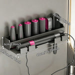 support mural adhésif noir rose coiffeur accessoires secateur brosse fer lisser moderne salle bain