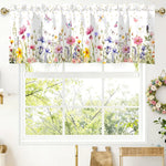 rideau floral printemps tournesol eucalyptus sauvage fleuri décoration fenêtre cuisine chambre semi transparent polyester