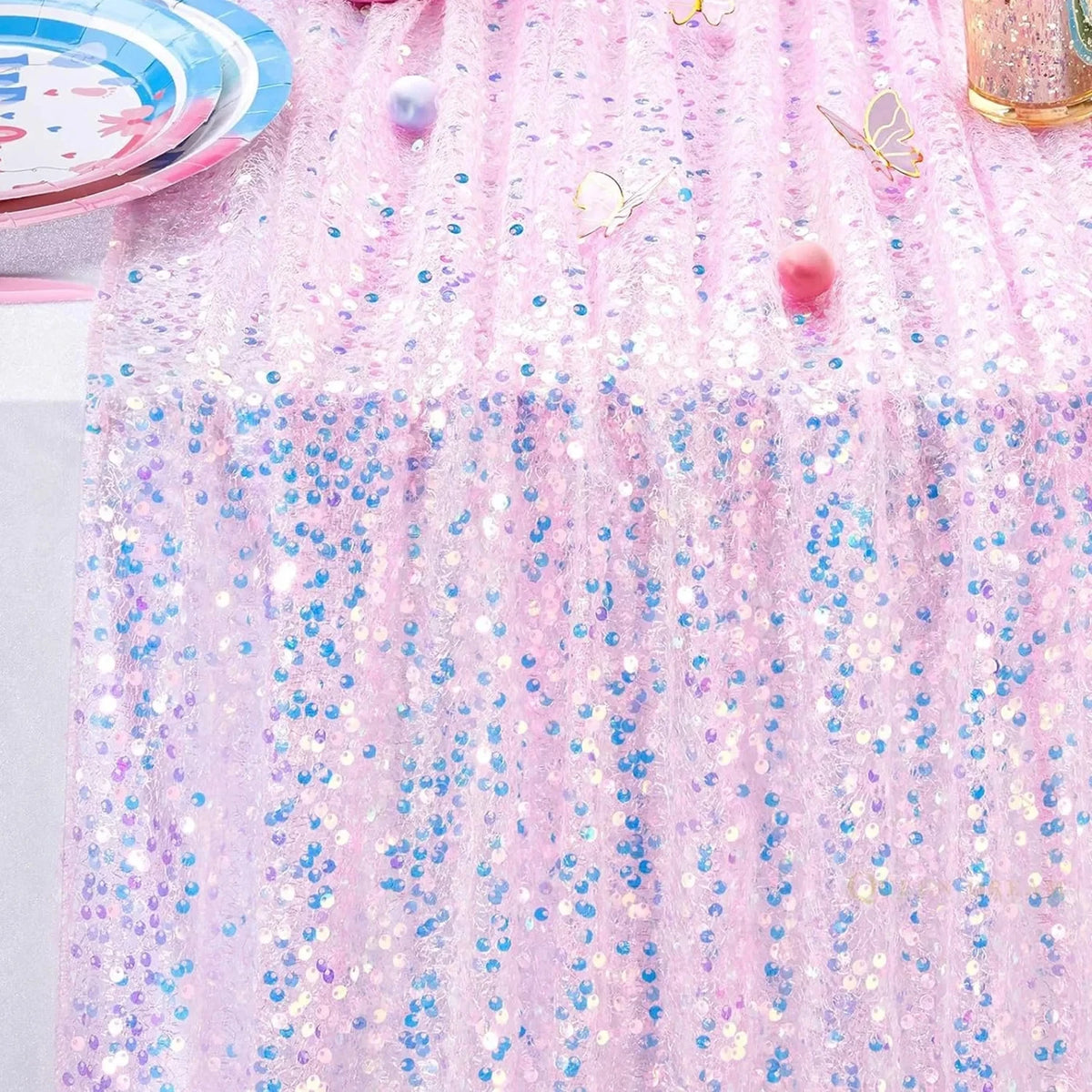 chemin table violet paillettes argent festif élégant hiver été solide polyester 30x183cm bleuclair