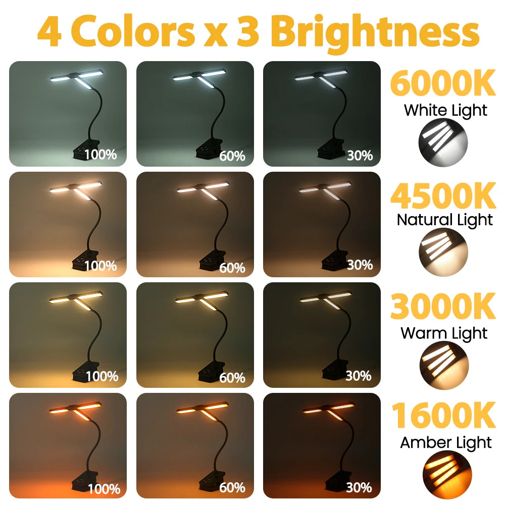 lampe led noire pinces interrupteur tactile rechargeable moderne couleurs réglables 51 leds