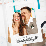 cadre photo mariage blanc calligraphie cœurs rose vintage polaroid festive decoration