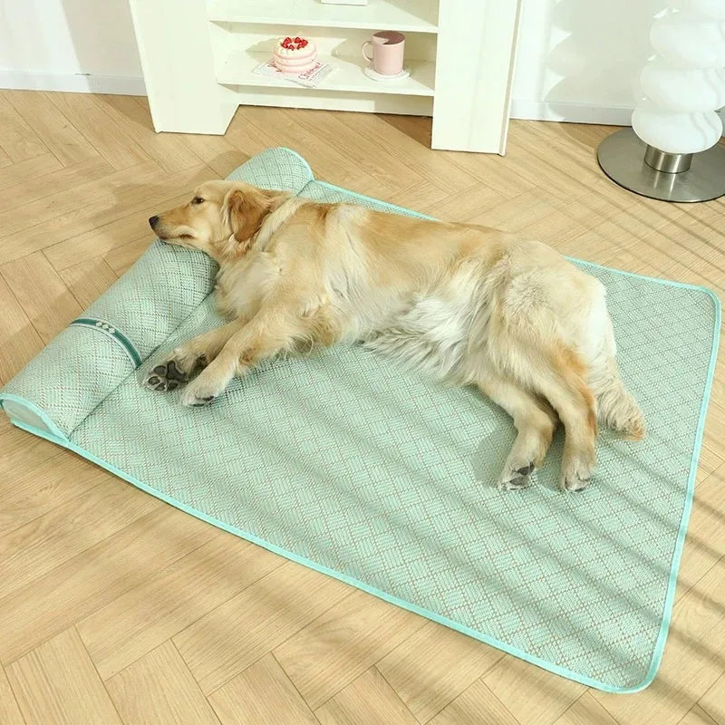 tapis refroidissant chien vert maille fine géométrique moderne confortablewasheringtintint
