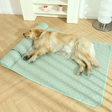 tapis refroidissant chien vert maille fine géométrique moderne confortablewasheringtintint