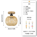 lampe suspendue tissage bambou moderne rustique naturel noir étain E26 E27