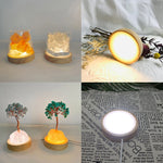 lampe poser moderne bois naturel couleurs chaudes blanc orange vert translucent câble usb commandes